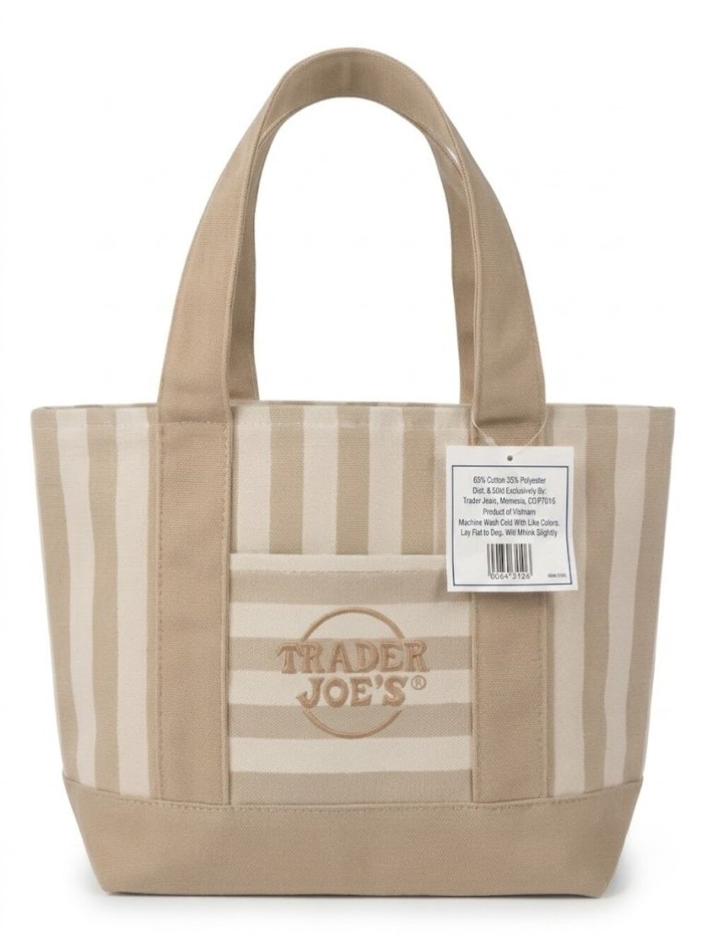 Trader Joe’s Striped Mini Canvas Reusable Tote Shopping Bag NWT